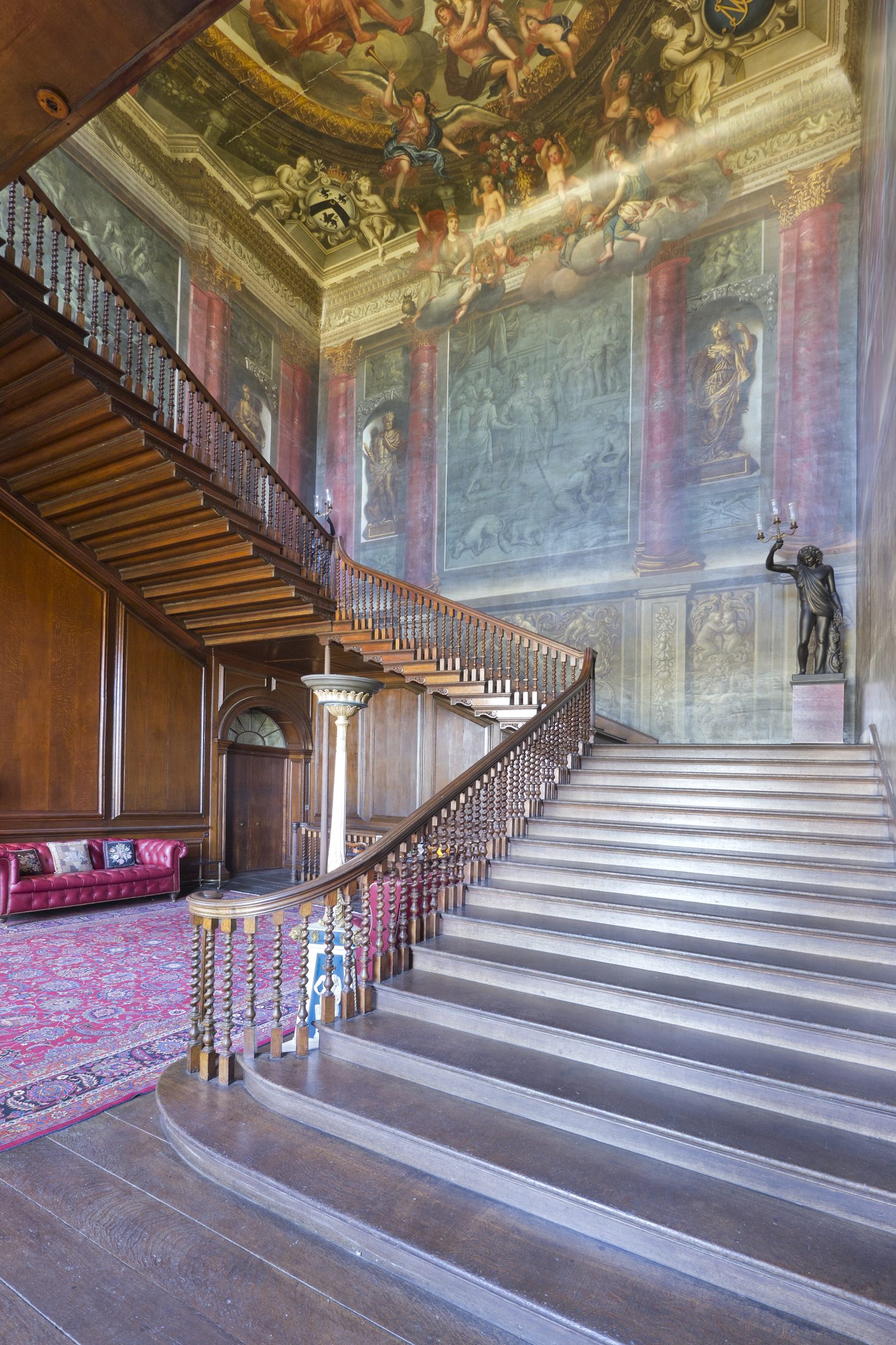 Looking up the Great Stair from the bottom, with Gerard Lanscroon's trompe l'oeil murals covering the walls